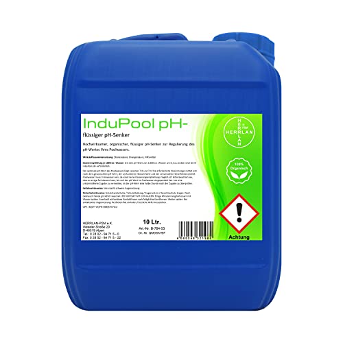InduPool 10 Liter organischer flüssiger pH-Senker, Frucht-Säuren Mischung - Food Grade - für Pool & Schwimmbad HERRLAN-Qualität Made in Germany