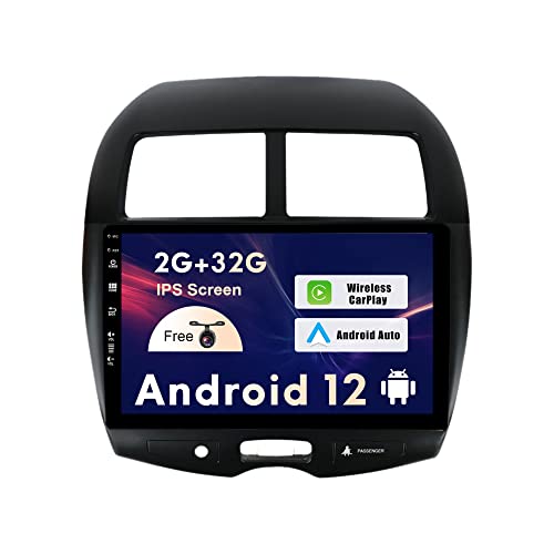 SXAUTO Android 12 IPS Autoradio Passt für Mitsubishi ASX (2010-2019) - Eingebaut Carplay/Android Auto - Rückfahrkamera KOSTENLOS - 2G+32G - Lenkradsteuerung DAB Fast-Boot WiFi 4G - 2 Din 10.1 Zoll