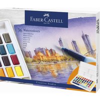 Faber-Castell 169736 Aquarellfarben, 36 Stück in Näpfchen, inklusive Wassertankpinsel