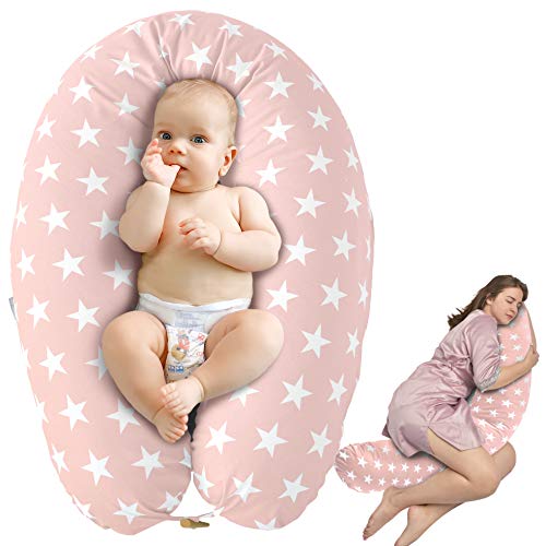 sei Design XXL Stillkissen ergonomisch 190x30, Schwangerschaftskissen Seitenschläferkissen Komfortkissen Erwachsene, Babynestchen Neugeborene Baby Kissen