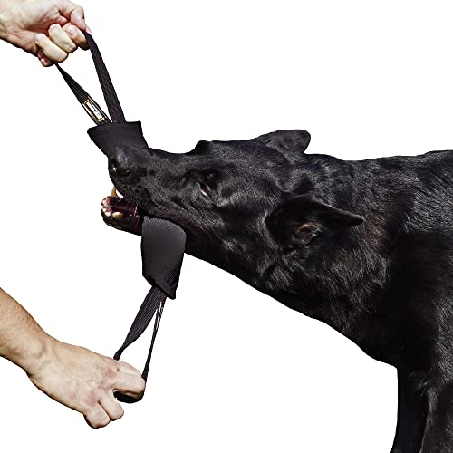 Dingo Gear Baumwolle-Nylon Beißwurst für Hundetraining K9 IGP IPO Obiedence Schutzhund Hundesport, mit Zwei Griffen 7 x 28 cm Schwarz S00074