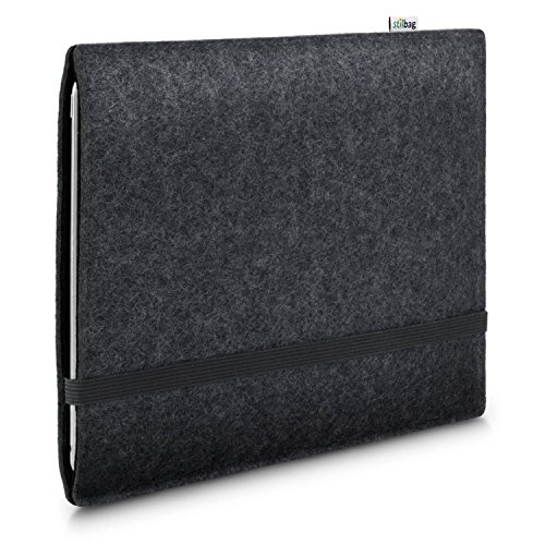 Stilbag Filzhülle für Apple iPad (2018) | Etui Tasche aus Merino Wollfilz | Kollekion Finn - Farbe: anthrazit/schwarz | Tablet Schutzhülle Made in Germany