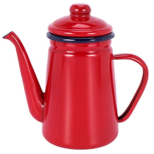 Wisboey 1.1L Wertige Emaille Kaffee Gießen über Milch Wasser Barista Tee Wasser Kocher für und Induktions Rot