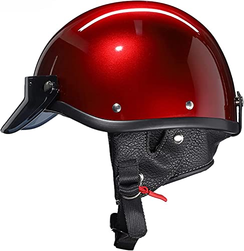 Halbschalenhelm Motorrad-Helm,Roller German Style Helm Mit Visier Einstellbar Schnellverschluss-Gurt,DOT/ECE-Zulassung Chopper Biker Moped Halbhelme (Color : N, Größe : S=52-53cm)