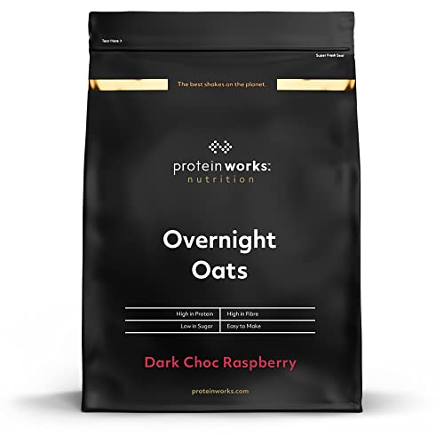 Overnight Oats | Dunkle Schokolade & Himbeere | Proteinreiches Fühstück | Zuckerarmer Snack | Haferflocken mit geringem GI | THE PROTEIN WORKS | 1kg