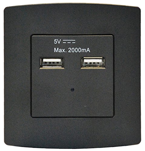Electraline 602415 USB Steckdose, Schwarz