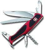 Victorinox Schweizer Taschenmesser, Ranger 55, Swiss Army Knife, Multitool, 12 Funktionen, Klinge, Dosenöffner, Einhand-Feststellklinge