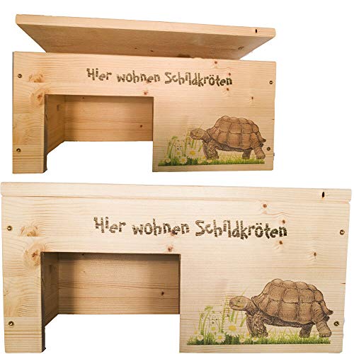 Nagerstore Schildkrötenhaus M Terrarium Schutzhaus mit Motiven, Holzlasur & Aufklappbar