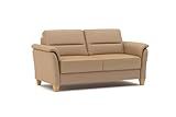 CAVADORE Leder 3er-Sofa Palera / Landhaus-Couch mit Federkern + massiven Holzfüßen / 179 x 89 x 89 / Leder Beige