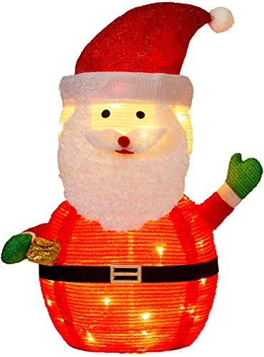 Mini LED Weihnachtsmann Weihnachtsdeko 70cm hoch mit 45 integrierten warmweiße LEDs zusammenfaltbar für Innen und Außen Gartendekoration Winterdekoration