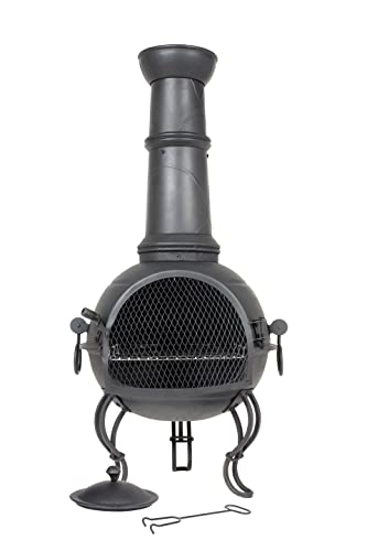 La Hacienda 56062b – 107 cm Kamin, Murcia dicker Stahl mit Grill – schwarz