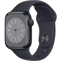 Apple Watch Series 8 (GPS + Cellular) - 41 mm - Midnight Aluminium - intelligente Uhr mit Sportband - Flouroelastomer - Midnight - Bandgröße: regelmäßig - 32 GB - Wi-Fi, LTE, Bluetooth, UWB - 4G - 32 g