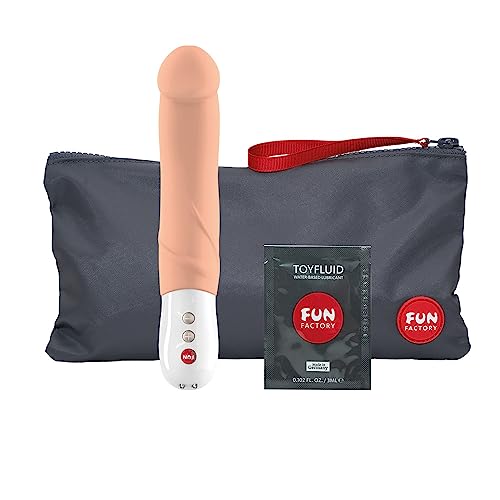 FUN FACTORY Vibrator XL 'BIG BOSS' inkl. Aufbewahrungstasche und Gleitgel - Eroktikzubehör - Sex Spielzeug für Sie und Ihn - Wiederaufladbares Sexzubehör für Masturbation oder Sexspiele - Beige