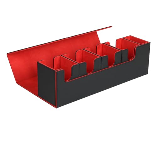 Qtynudy Kartendeck-Box, 5-In-1-Kartenaufbewahrungshülle, Kartenorganisator, Magnetische Kartenaufbewahrungsbox, Langlebig, Einfach zu Verwenden (Schwarz und Rot)