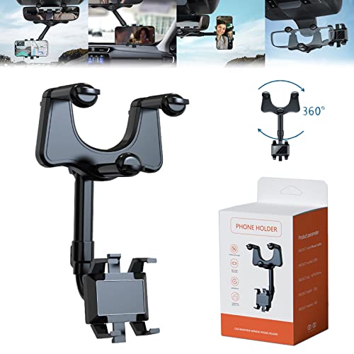 Drehbarer und einziehbarer Autotelefonhalter, 360 ° multifunktionaler Auto-Rückspiegel-Handyhalter, Universal-Handy-Navigations-GPS-Halter (1)