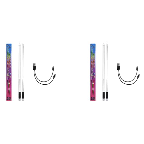 supgowea 2X LED-Licht Emittierende Drumsticks, 15 Farbverlaufs-USB-Wiederaufladbare Elektronische Drumsticks mit Schalter für Bühnenauftritte