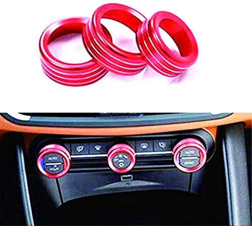 Auto-Innenverkleidung Klimaanlage Knaufabdeckung passend für Alfa Romeo Giulia Stelvio Zubehör (rot) (rot)