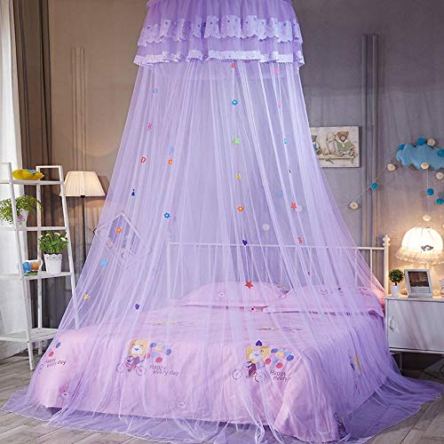 Kuppel Moskitonetz, Spitze Prinzessin Bett Baldachin Geschenk Dekorativer Aufnäher zum Kind Babybett Ideal für Schlafzimmer Dekorativ-Lila