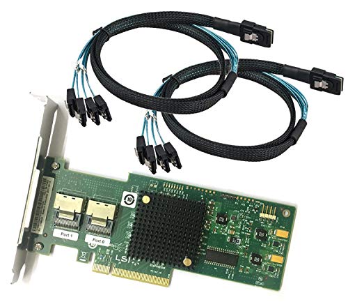 LSI 9200-8i PCI Express SAS Card, SAS2008 Controller, 8-Port SATA 6Gbs + 2X SAS Cables