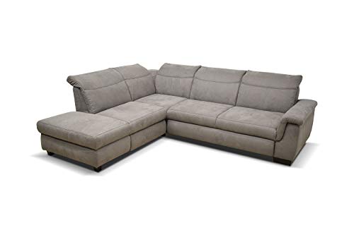 Domo Collection Sully Sofa / Ecksofa mit Rückenfunktion / Couch mit weichen Armlehnen und Federkern / Maße: 273/228 cm (Breite/Tiefe) / Farbe: creme (braun)