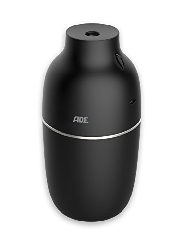 ADE HM 1800-2 Luftbefeuchter (kompakter Raumbefeuchter mit bis zu 10 Stunden Laufzeit pro Füllung, USB-Anschluss, 160 ml Kapazität und Zubehör) schwarz