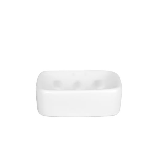Seifenschale, Elegante tulpenförmige Seifenaufbewahrungsbox aus Keramik. Geeignet für Schlafsäle, Badezimmer, Toiletten usw. (Weiß)