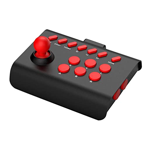 LiLiTok Kabellose Arcade Fight Stick, Street Fighter Arcade Kampf Joystick mit Turbo & Makro Kompatibel für Xbox / PS4 /PS3 / Switch/PC/Android iOS Phone (Schwarz Rot)