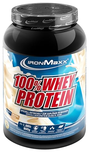 IronMaxx 100% Whey Protein - 900g Dose - 18 Portionen - Neutraler Geschmack - Hochwertiges Eiweißpulver für Proteinshake auf Wasserbasis - 36 leckere Geschmäcker - Designed in Germany