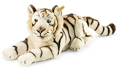 Steiff 066153 bharat tiger, plüsch, 43 cm, weiß gestreift, liegend