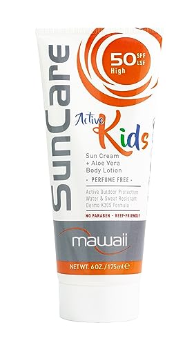 Mawaii SunCare Kinder Sonnenschutzcreme mit hohem Schutzfaktor SPF 50, 175ML - Speziallotion für Kinder mit UVA- und UVB-Strahlung - wasser- und schweißbeständig - ohne schädliche Chemikalien, Reef Friendly, vegan