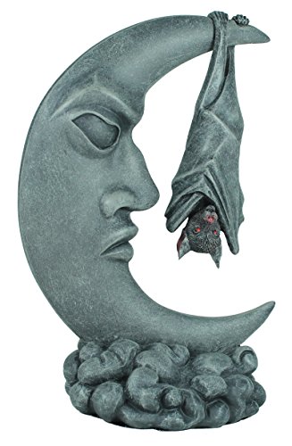 colourliving Dekofigur Fledermaus hängt am Mond Mystic Gothic Fantasy Wohnung Dekoration