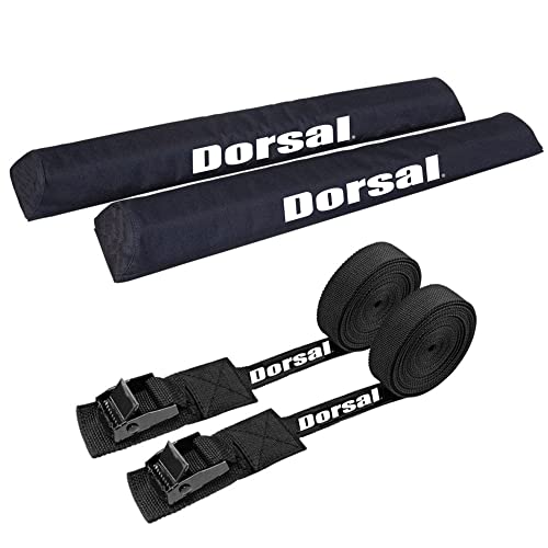 DORSAL Aero Roof Rack Pads with 15 ft Surf Straps for Car Surfboard Kayak SUP Long 34" Black