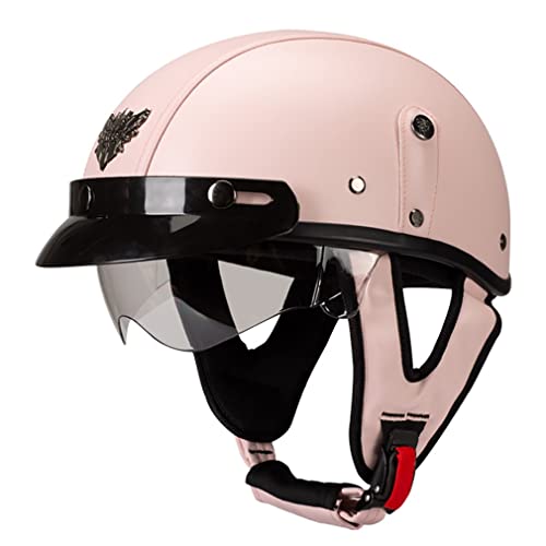 Retro Motorradhelm Leder Halbhelme Halbschalenhelm Jethelm ECE/DOT Zertifiziert Open Face Helm Rollerhelm Mopedhelm Cruiser Chopper Helm Anti-Collision Helmet Scooter-Helm (XL =（61〜62CM）, G)
