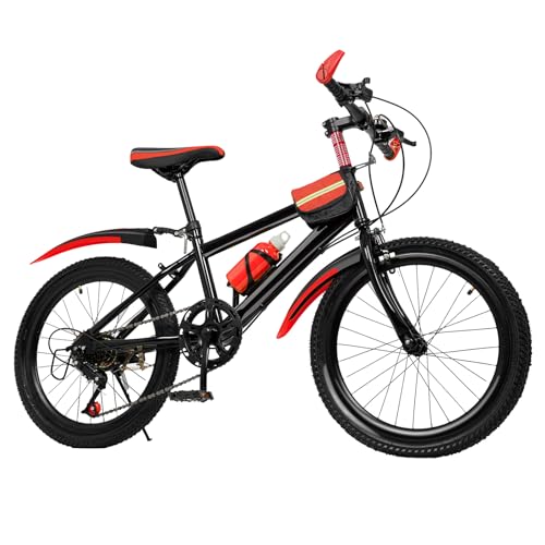 FENNNDS 20 Zoll Kinderfahrrad, 2 Farbe Premium Mountainbike Jungen & Mädchen-Fahrrad aus Kohlenstoffstahl Fully MTB für Jungen & Mädchen & Damen & Herren Fahrräder für Outdoor Sportausflüge (Rot)