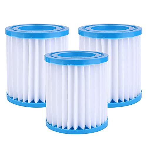 Cdemiy Filterkartusche, 3 Pcs Bestway Size I Ersatz Filter Filterpatrone, Aufblasbares Schwimmbad Umwälzendes Wasserfilter Pumpenfilterelement, für Schlauchpoolreinigung Tube