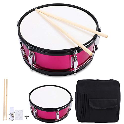 Snare Drum mit Trommelstock, Metall Trommel Schlaginstrument mit Tasche gutes Geschenk für Freunde(Rosarot)