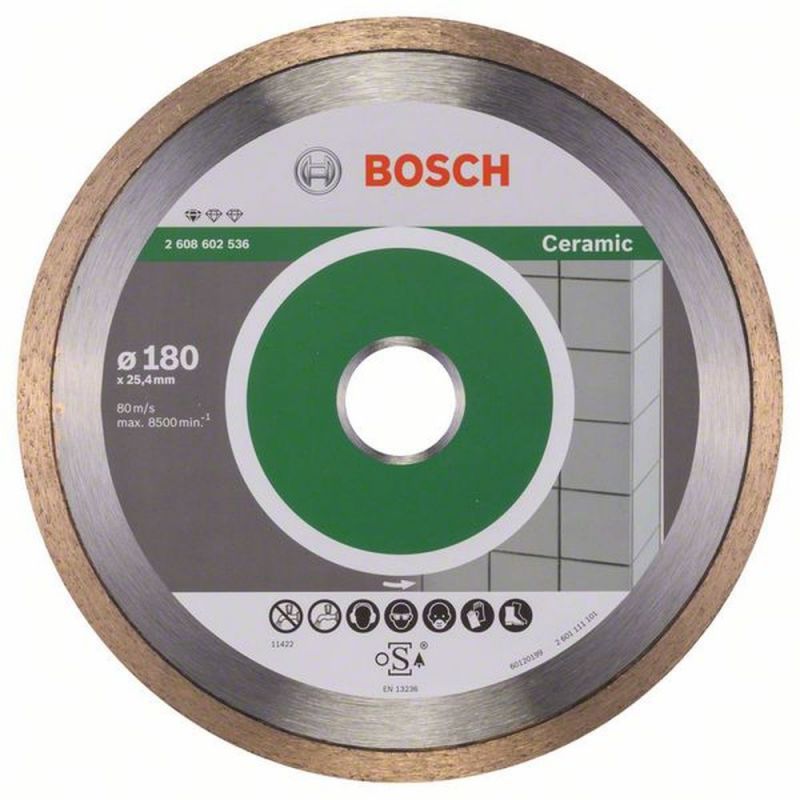 Bosch Diamanttrennscheibe Standard for Ceramic, 180 x 25,40 x 1,6 x 7 mm 2608602536