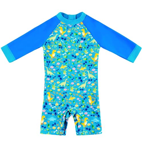 upandfast Baby Badeanzug mit Sonnenhut UPF 50+(Blau,3-6 Monate)