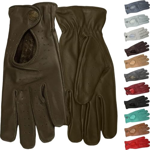 German Wear Driving Autofahrer-Handschuhe Lederhandschuhe, Größe:7=S, Farbe:Taupe