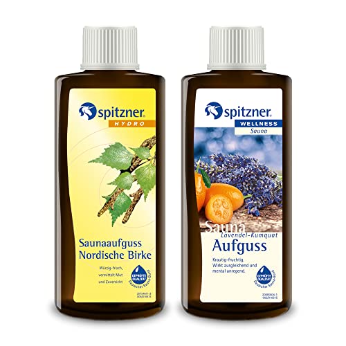 spitzner 2 Düfte Nordische Birke und Lavendel Kumquat Saunaaufguss mit je 190ml