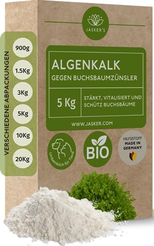 Algenkalk für Buchsbäume 5 Kg – Algenkalk gegen Buchsbaumzünsler - 100% natürliche Widerstandskraft und Regeneration für anfällige Buchsbäume - Buchsbaumdünger und Spritzmittel