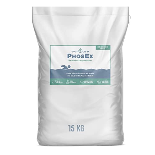 swimcare® PhosEx - 15 kg - Natürlicher Phosphatbinder für Schwimmteiche - Reduziert Algenwachstum - Ganzjährig anwendbar - Ohne chemische Zusätze