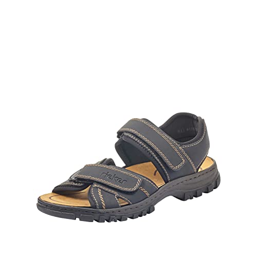 Rieker Herren Sandalen 25051, Männer Trekking Sandalen, doppelklett-Verschluss maennlich-e maskulin rustikal Men,schwarz/schwarz / 01,41 EU / 7.5 UK