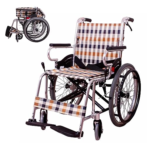 GHBXJX Rollstuhl Leicht Faltbar Reiserollstuhl für Erwachsen, Ultraleicht Rollstühle für die Wohnung und Unterwegs, Aktivrollstuhl, Klappbare Rückenlehne, 43cm Sitzbreite