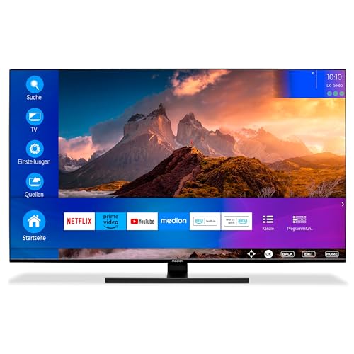 MEDION X16521 (MD 30963) 163,9 cm (65 Zoll) QLED Fernseher (Smart TV, 4K, Dolby Vision HDR, Dolby Atmos, Netflix, Prime Video, PVR, Bluetooth, MEMC, Micro Dimming)