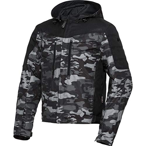 Spirit Motors Motorradjacke mit Protektoren Motorrad Jacke Funktions-Textiljacke 2.0 kurz Camouflage XXL, Herren, Fighter, Ganzjährig, Oliv