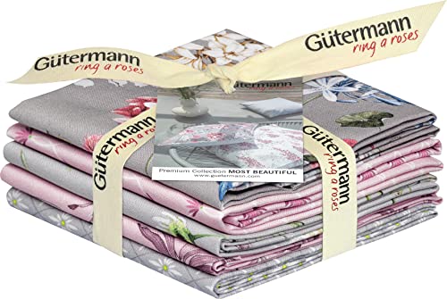Gütermann Stoffpaket "Most Beautiful", Hellgrau-Rosé