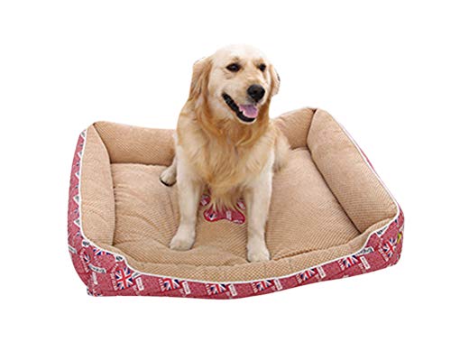 GUOCU Hundebett Hundesofa Schlafplatz Warm Weich Vlies Futter Haustierbett Waschbar Vier Jahreszeiten Verfügbar Vierteiliges Set Pink S