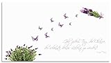 ARTland Spritzschutz Küche aus Alu für Herd Spüle 100x55 cm (BxH) Küchenrückwand mit Motiv Spruch Schmetterlinge Lavendel Landhaus Hell Weiß Lila J6DH