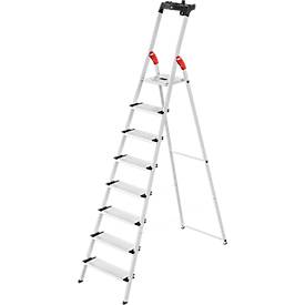 Stufenstehleiter Hailo L80 ComfortLine, EN 131, mit Multifunktionsschale & XXL-Stufen, bis 150 kg, 8 Stufen
